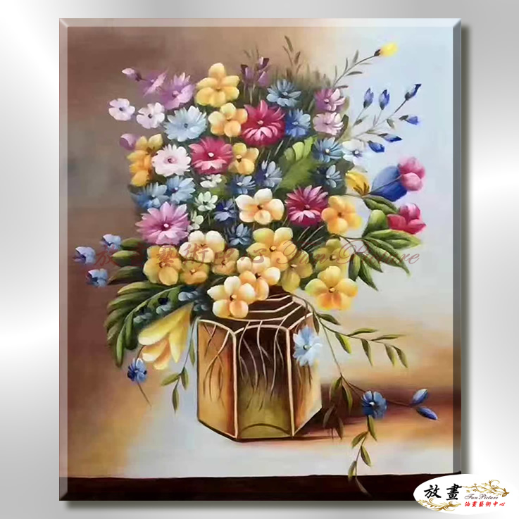 裝飾花卉NF092 純手繪 油畫 直幅 黃褐 暖色系 掛畫 畫飾 無框畫 民宿 餐廳 裝潢 室內設計