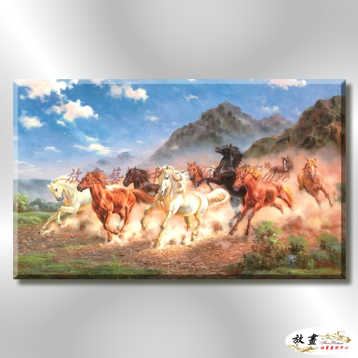 馬116 純手繪 油畫 橫幅 褐咖 中性色系 動物 大自然 藝術畫 掛畫 生肖 客廳 裝潢 實拍影片
